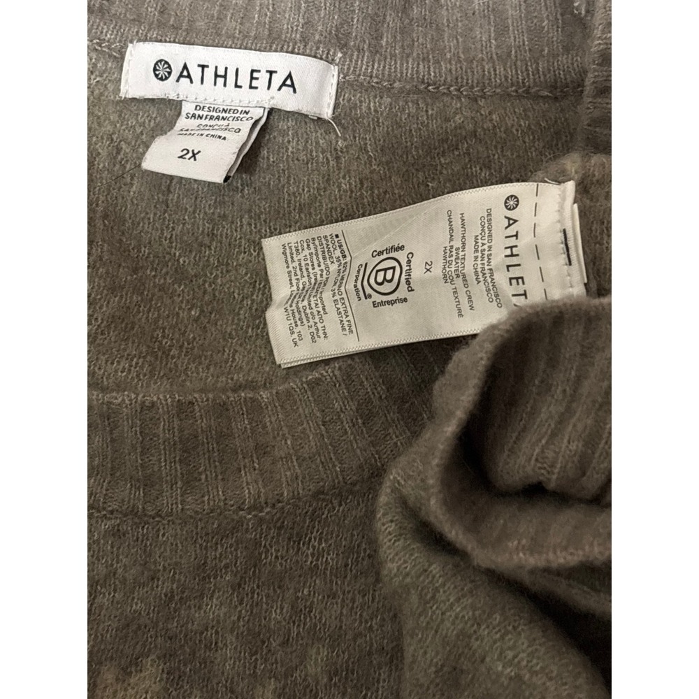 Athleta Hawthorn Animal Print Merino Wool Crewneck Women Sweater Size 2X Cottage - Picture 3 of 3